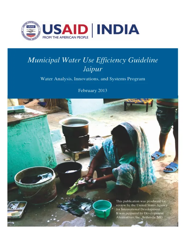 Municipal Water Use Efficiency Guideline Jaipur: Water Analysis, Systems and Innovations Program