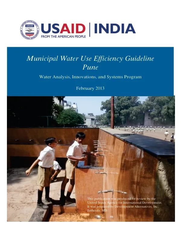 Municipal Water Use Efficiency Guideline Pune: Water Analysis, Innovations, and Systems Program