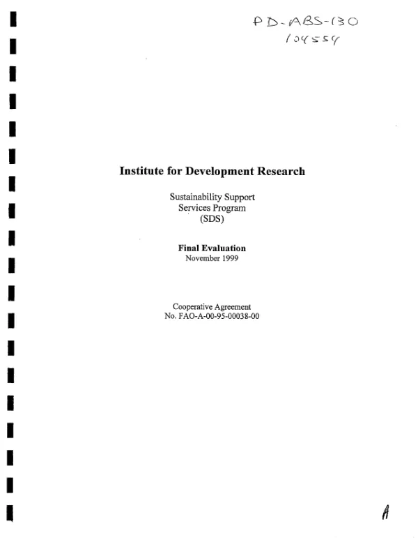 Institute for Development Research : sustainability support services program (SDS) -- final evaluation