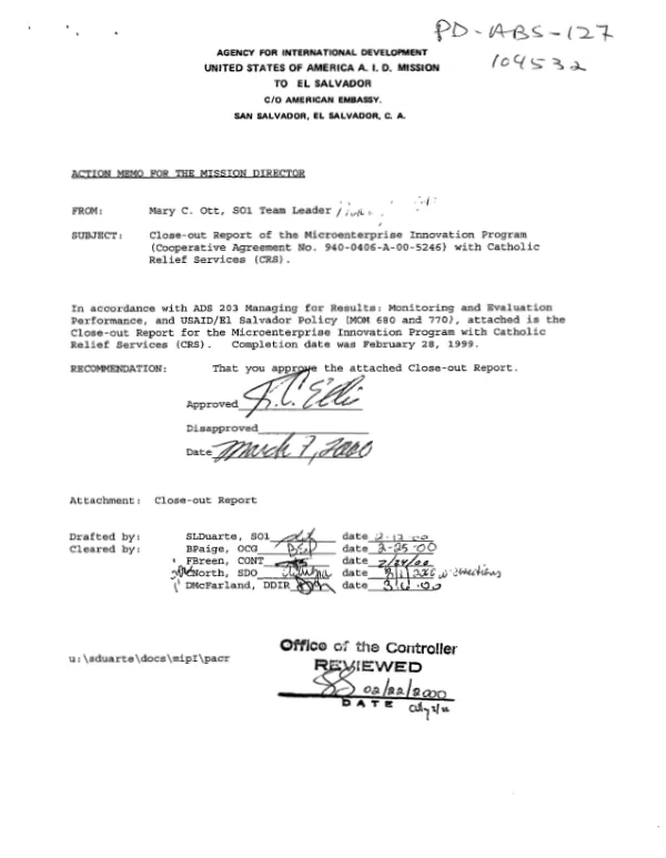 Microenterprise innovation program : cooperative agreement no. 940-0406-A-00-5246 [with Catholic Relief Services] -- close-out report