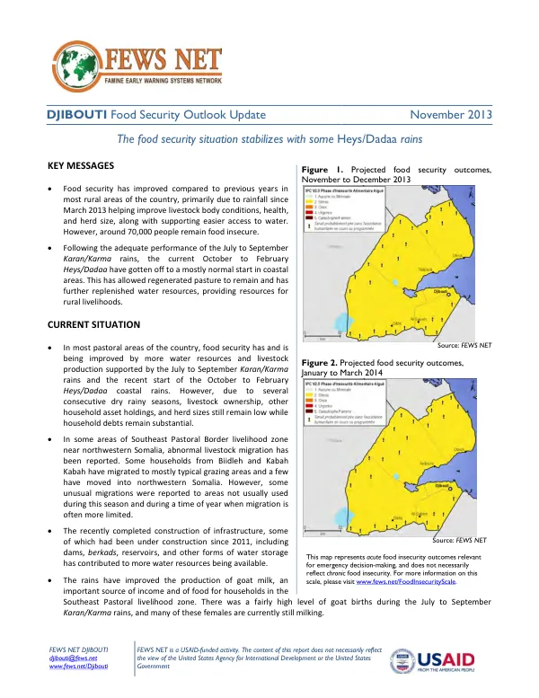 Djibouti food security outlook update, November 2013