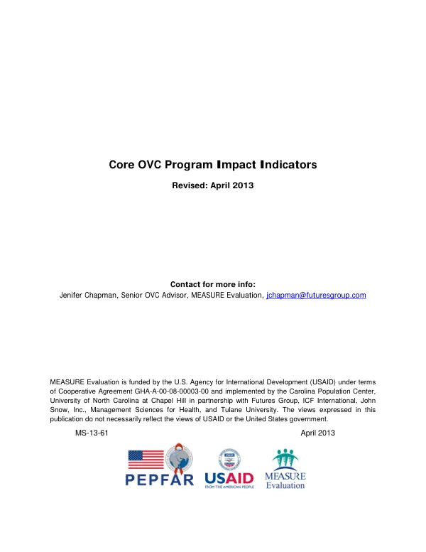Core OVC Program Impact Indicators