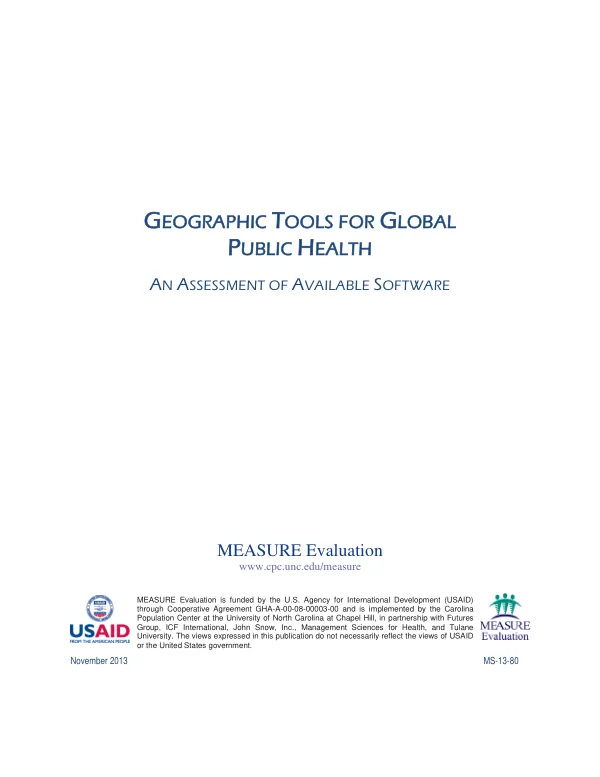 Geographic Tools for Global Public Health: An Assessment of Available Software