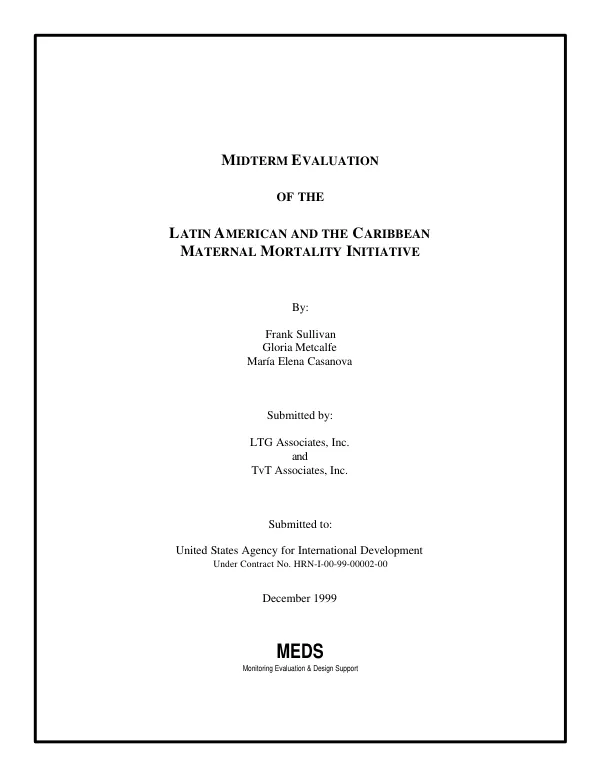 Midterm evaluation of the Latin American and the Caribbean maternal mortality initiative