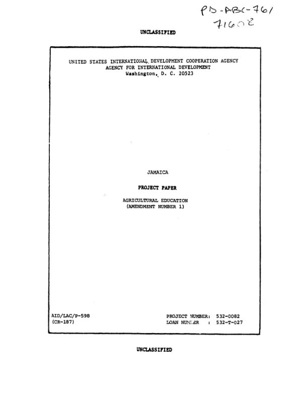 Agricultural education : amendment no. 1