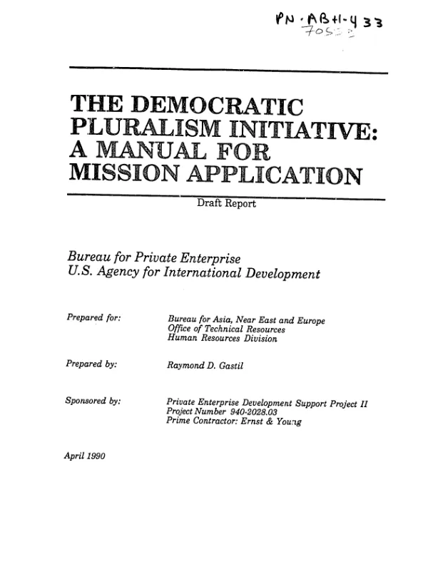 Democratic pluralism initiative : a manual for mission application