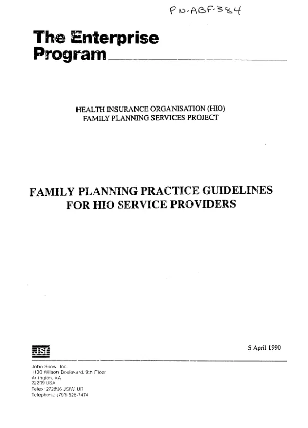 Family planning practice guidelines for HIO [Health Insurance Organization] service providers