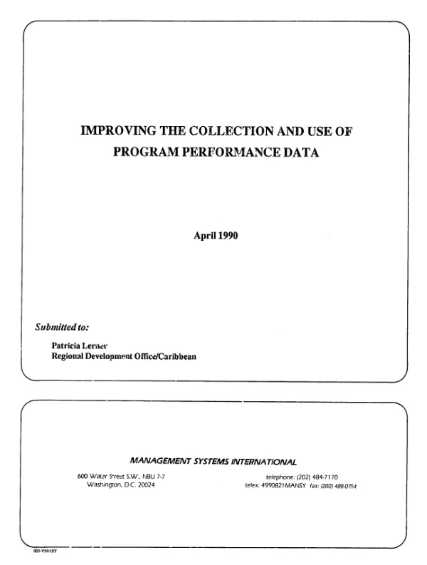 Improving the collection and use of program performance data