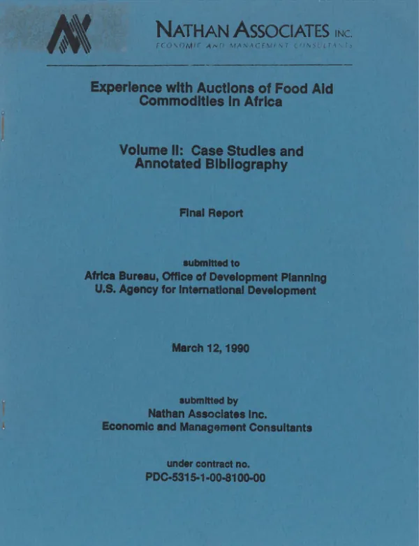 Experience with auctions of food aid commodities in Africa. Volume II : case studies and annotated bibliography