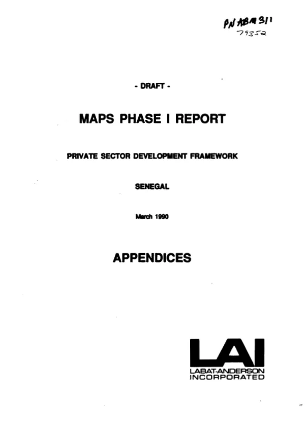 MAPS [manual for action in the private sector] phase I report : private sector development framewok -- Senegal - appendices