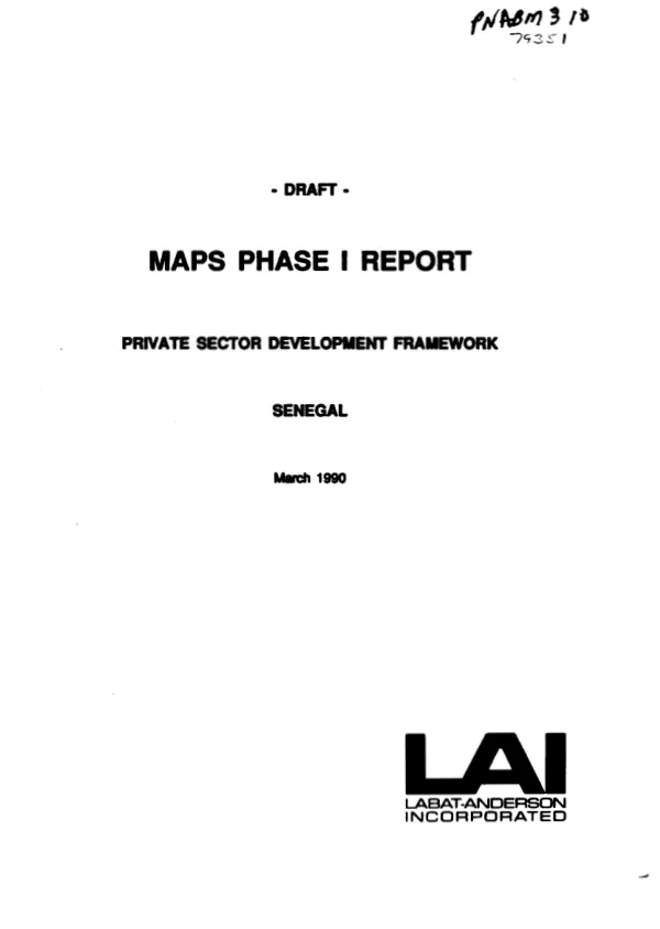 MAPS [manual for action in the private sector] phase I report : private sector development framework -- Senegal