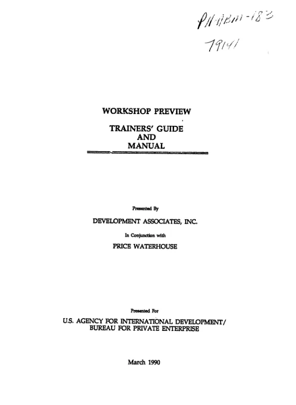 Workshop preview : trainers" guide and manual