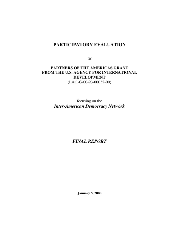Participatory evaluation of Partners of the Americas grant from the US Agency for International Development (LAG-G-00-93-00032-00) focusing on the Inter-American Democracy Network : final report