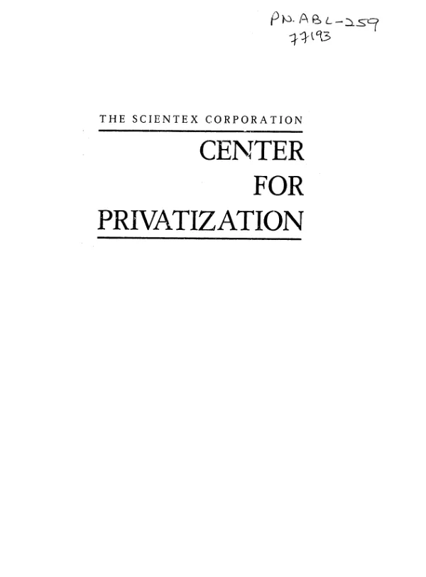 Hungary : reports on plans for the National Property Agency -- report on planning for the establishment and operation of the Agency and report on proposed organization, structure and staffing of the Agency