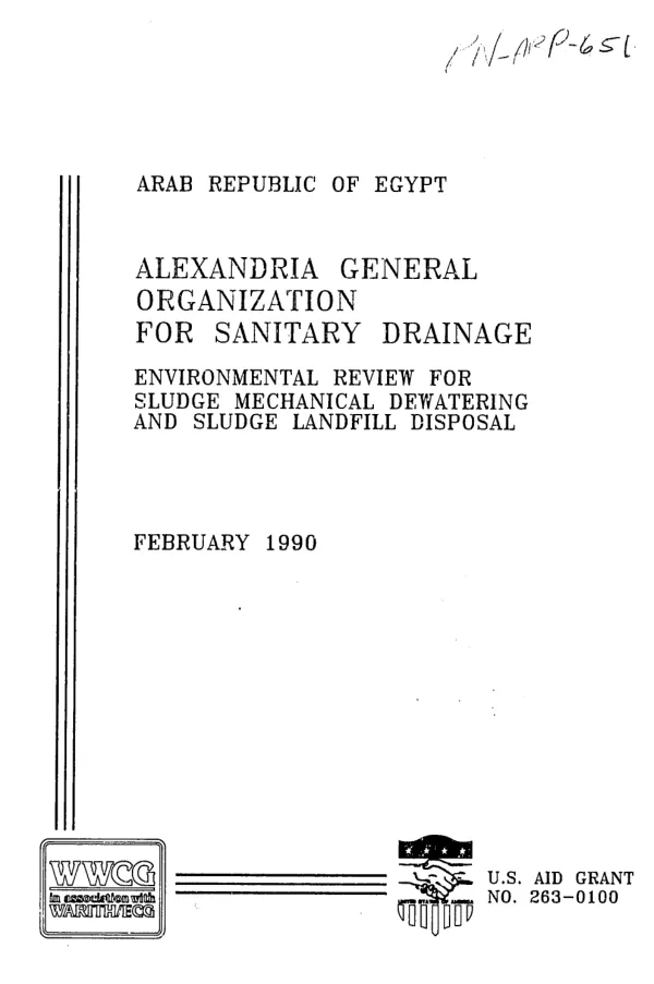 Alexandria general organization for sanitary drainage : environmental review for sludge mechanical dewatering and sludge landfill disposal