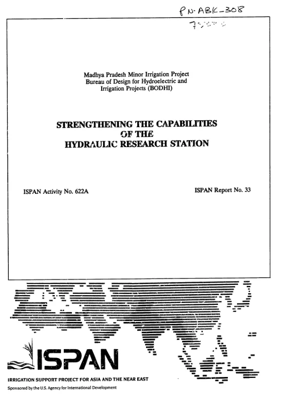 Madhya Pradesh minor irrigation project, Bureau of Design for Hydroelectric and Irrigation Projects (BODHI) : strengthening the capabilities of the hydraulic research station