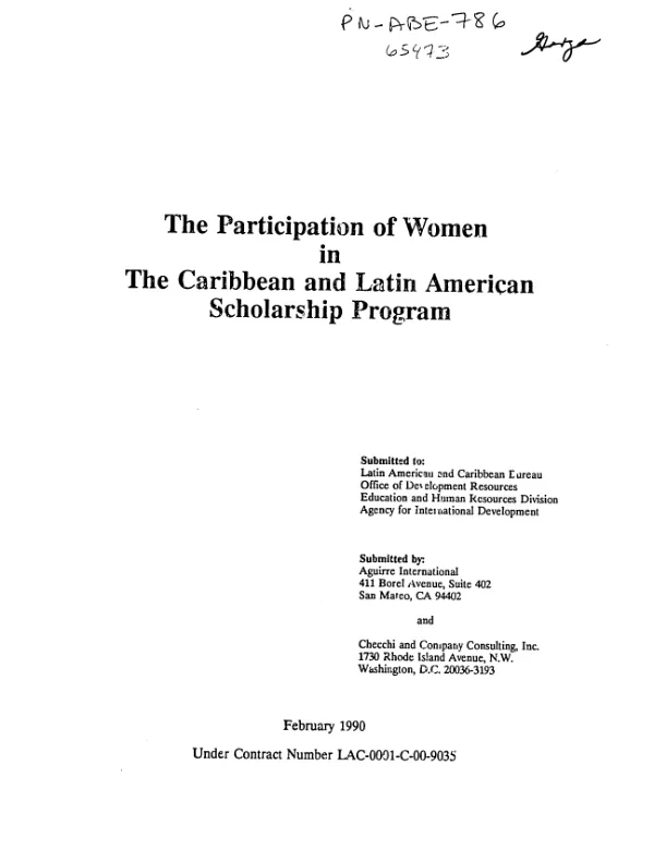 Participation of women in the Caribbean and Latin America scholarship program [CLASP]