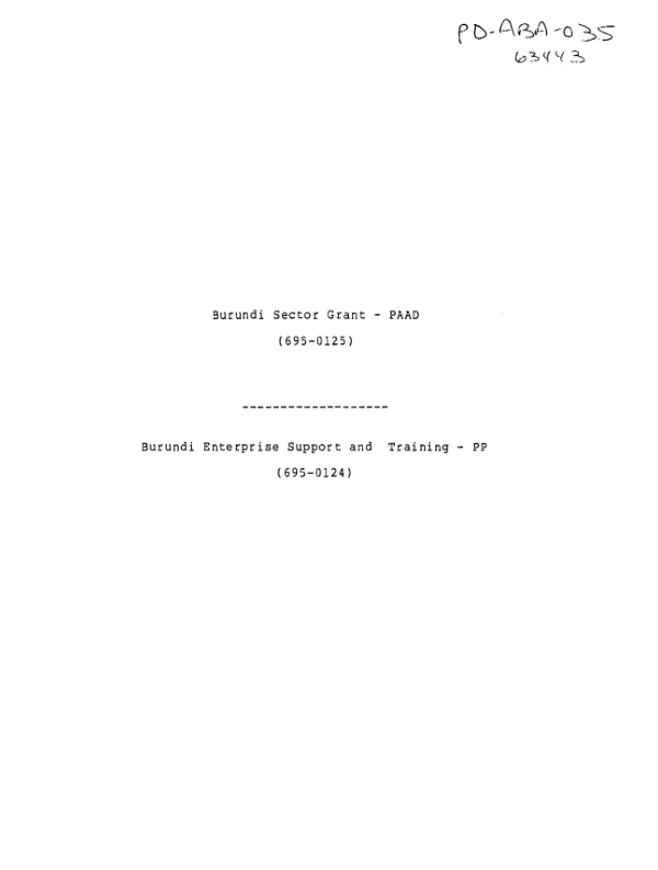 Burundi sector grant - PAAD (695-0125)
