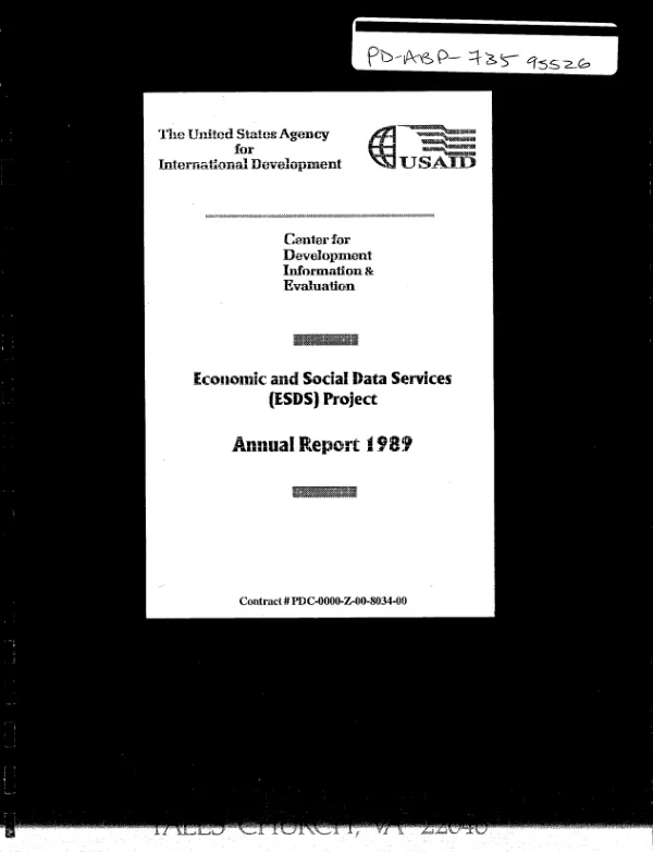 Economic and Social Data Services (ESDS) project -- contract # PCD-0000-Z-00-8034-00 : the Pragma Corporation annual report for the year ending December 31, 1989