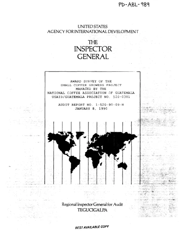 Award survey of the small coffee growers project managed by the National Coffee Association of Guatemala
