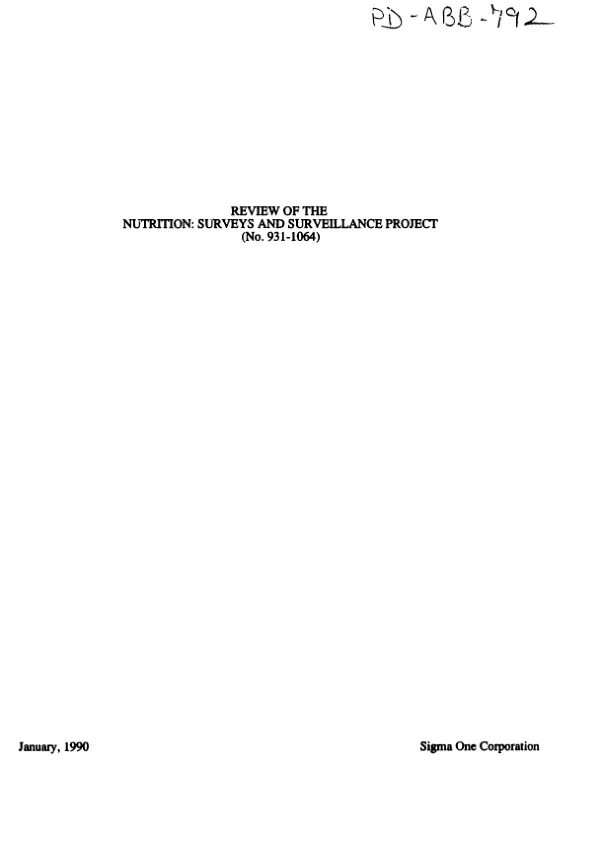 Review of the nutrition : surveys and surveillance project (no. 931-1064)
