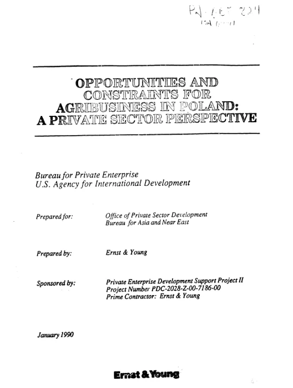 Opportunities and constraints for agribusiness in Poland : a private sector perspective