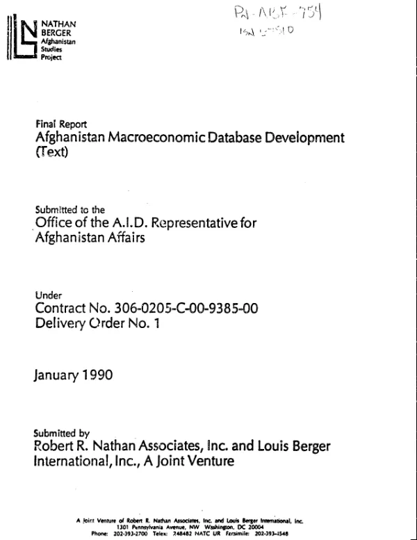 Final report : Afghanistan macroeconomic database development