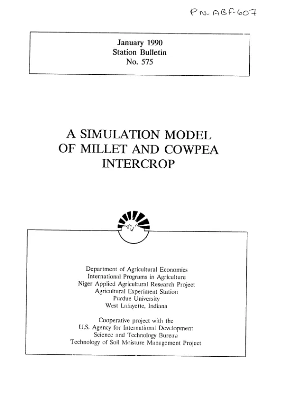 Simulation model of millet and cowpea intercrop
