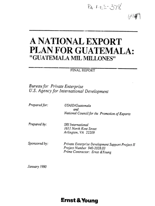 National export plan for Guatemala : `Guatemala mil millones" -- final report