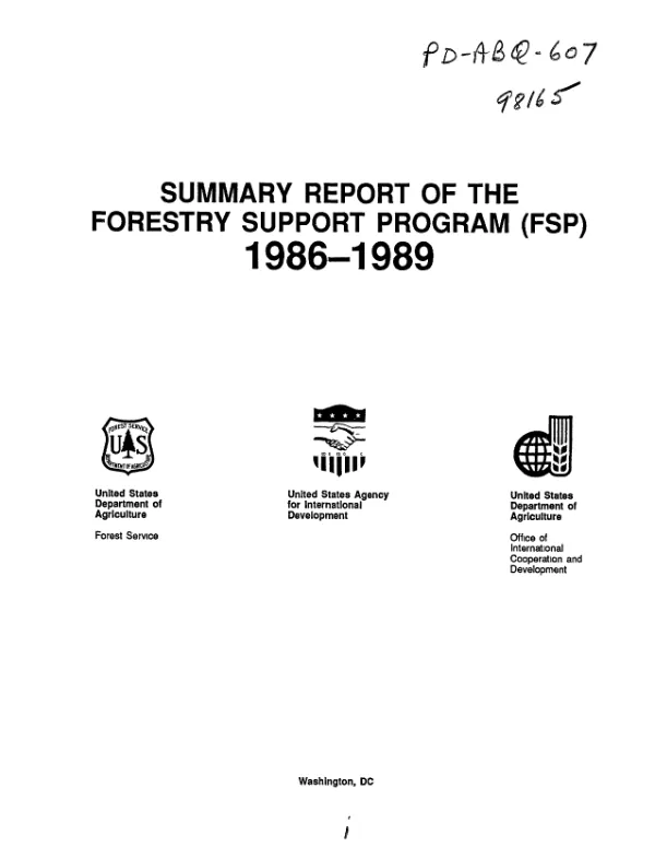Summary report of the forestry support program 1986-1989