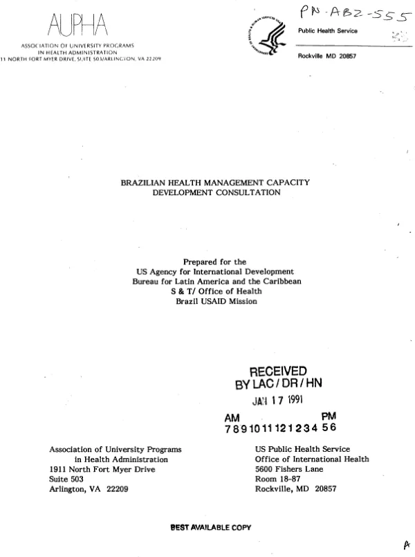 Brazilian health management capacity development consultation