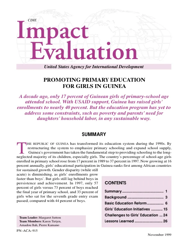 Promoting primary education for girls in Guinea