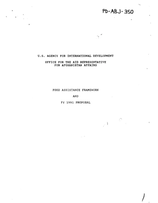Food assistance framework and FY 1991 proposal