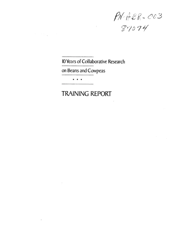 10 years of collaborative research on beans and cowpeas : training report
