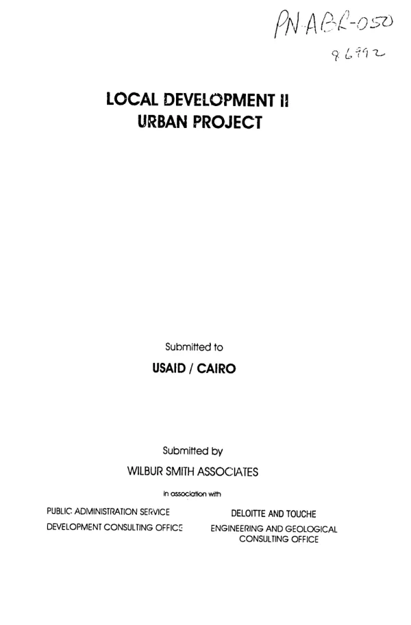 LD [local development]-II urban project : issues and economics of road maintenance in Egypt