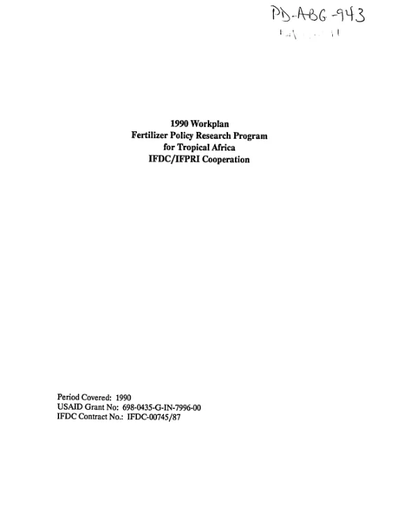 1990 workplan : Fertilizer Policy Research Program for Tropical Africa -- IFDC/IFPRI cooperation