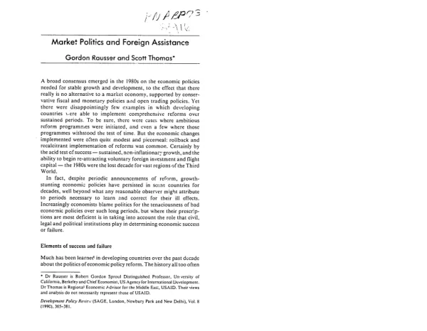 Market politics and foreign assistance