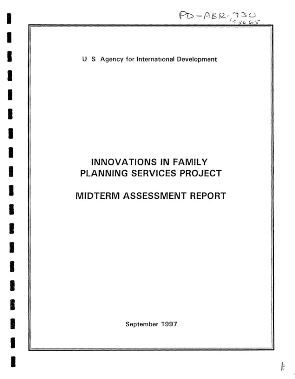 Innovations in family planning services [IFPS] project : midterm assessment report