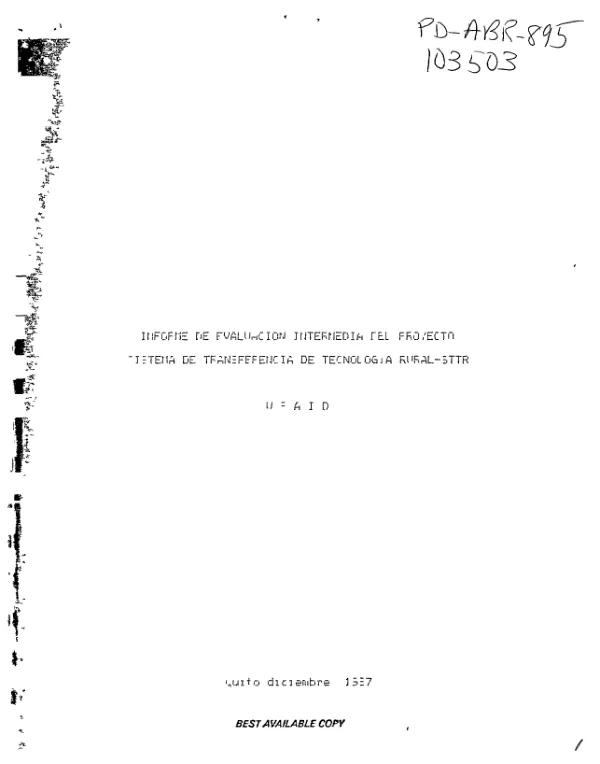 Informe de evaluacion intermedia del proyecto sistema de transferencia de tecnologia rural-STTR