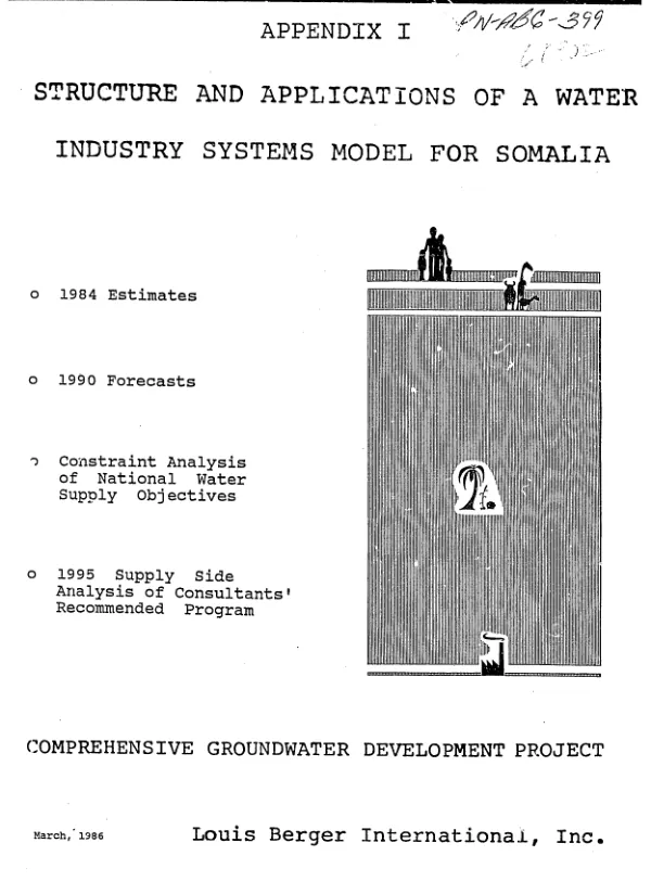 Comprehensive groundwater development project study of water resource development industries in Somalia, appendix I : structure and applications of a water industry systems model for Somalia