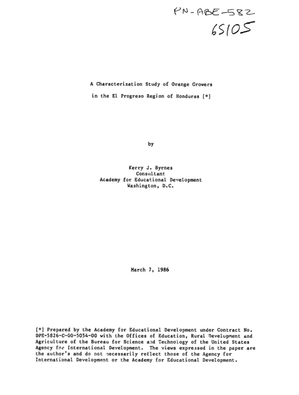 Characterization study of orange growers in the El Progreso region of Honduras
