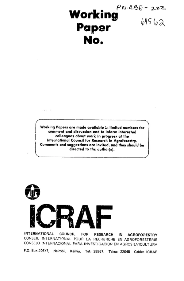 Recommendations for the design and establishment of demonstration trials at the Ethiopian Centre for Community Forestry and Soil Conservation : a model for the application of agroforestry and soil conservation techniques in tropical highlands