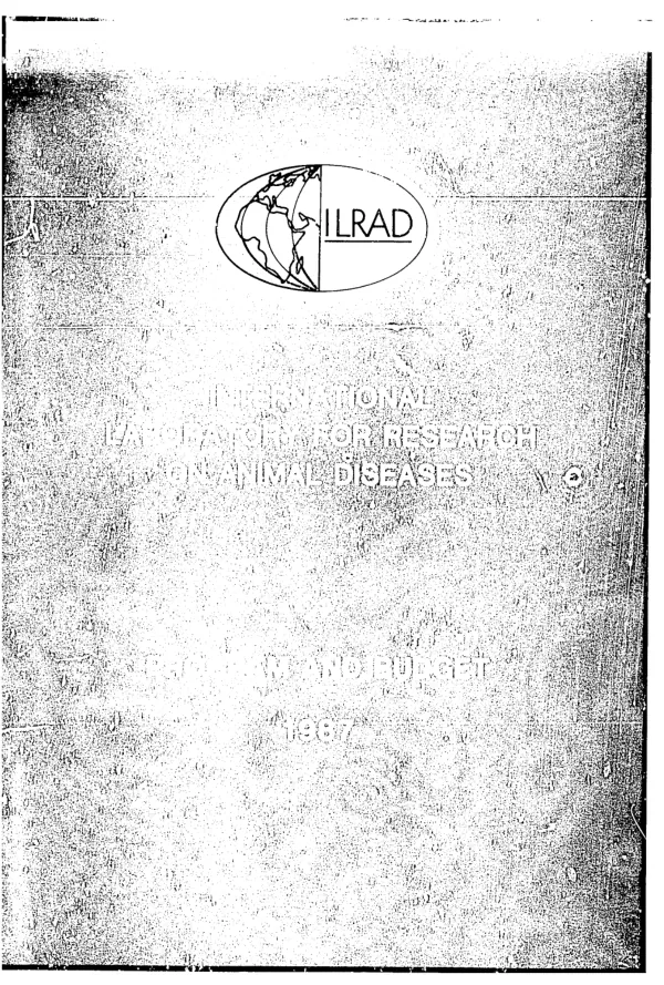 International Laboratory for Research on Animal Diseases : program and budget, 1987