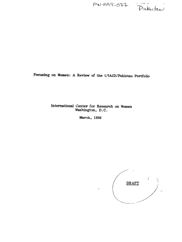 Focusing on women : a review of the USAID/Pakistan portfolio