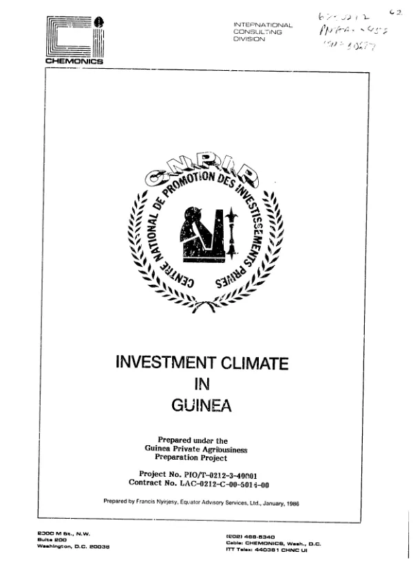 Investment climate assessment : Republic of Guinea