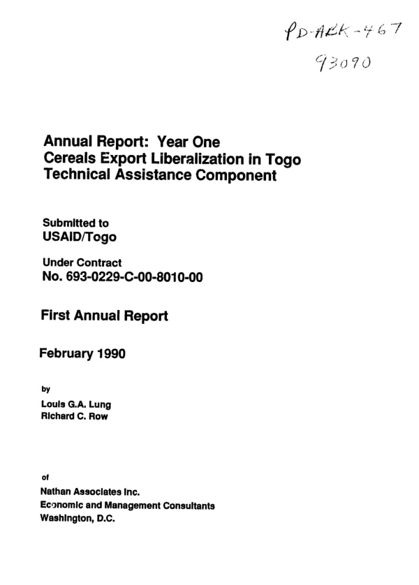 Initial evaluation : agricultural marketing development project, 660-0098