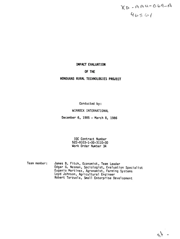 Impact evaluation of the Honduras rural technologies project