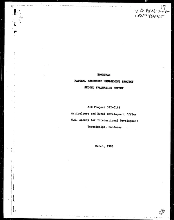 Honduras natural resources management project : second evaluation report