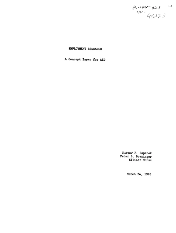 Employment research : a concept paper for AID
