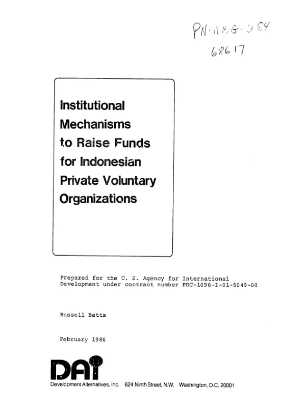 Institutional mechanisms to raise funds for Indonesian private voluntary organizations